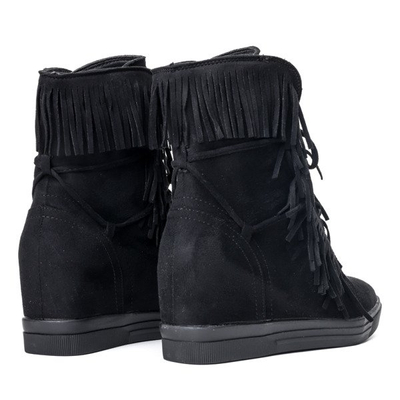 Czarne sneakersy na koturnie Alesi - Obuwie