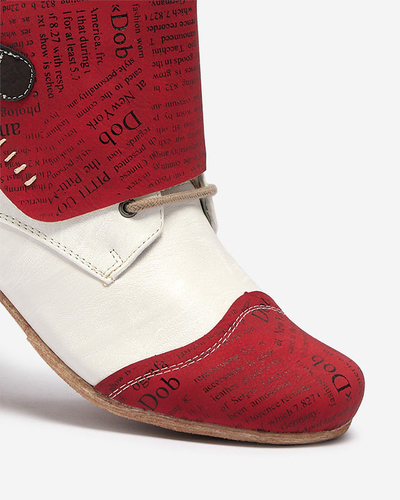 OUTLET Dámske červeno-biele čižmy s potlačou Gehami- Obuv