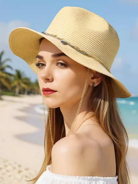 Royalfashion Dámsky slamenný klobúk Golden Halo