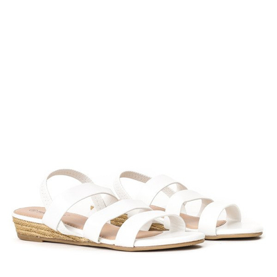 Bílé sandály na nízkém klínu Gracie - Obuv 1