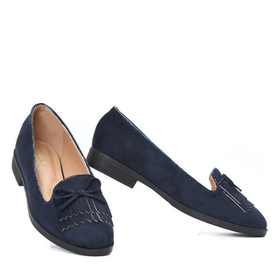 Granatowe mokasyny z frędzlami Olivia- Obuwie