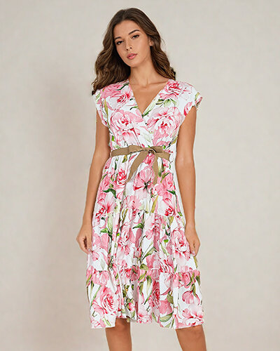 Royalfashion Dámske midiw kvetinové šaty