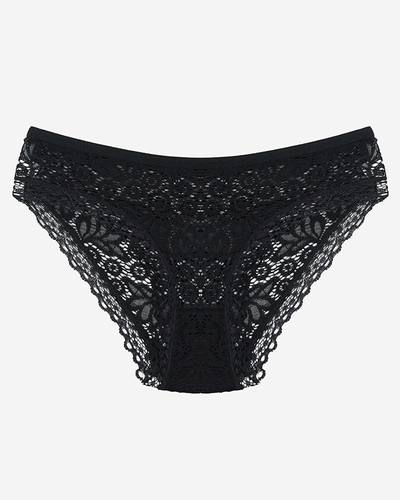 Čierne jednofarebné čipkované nohavičky pre ženy - Spodná bielizeň