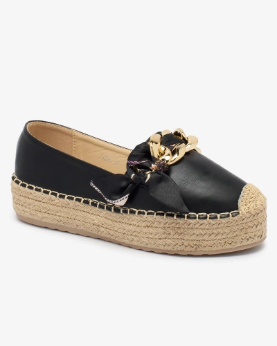 OUTLET Royalfashion Dámske espadrilky s mašľou v čiernej farbe Fanfoss