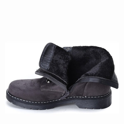 Szare workery z łańcuszkami Bengta- Obuwie