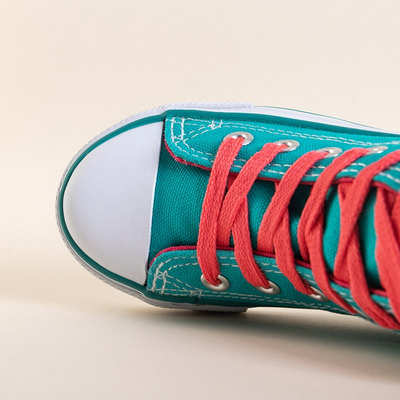 Mätové detské vysoké tenisky s koralovými šnúrkami Alvari - Obuv