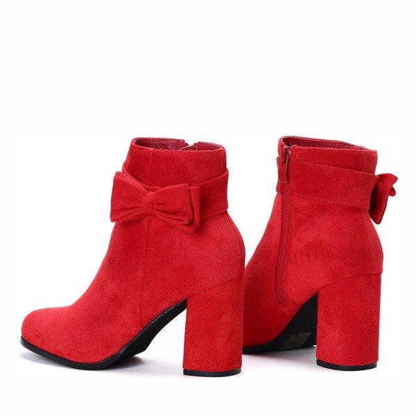 Czerwone botki z kokardką Lucia - Obuwie