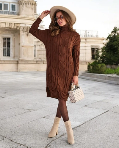 Royalfashion Pletený dámsky sveter a'la šaty