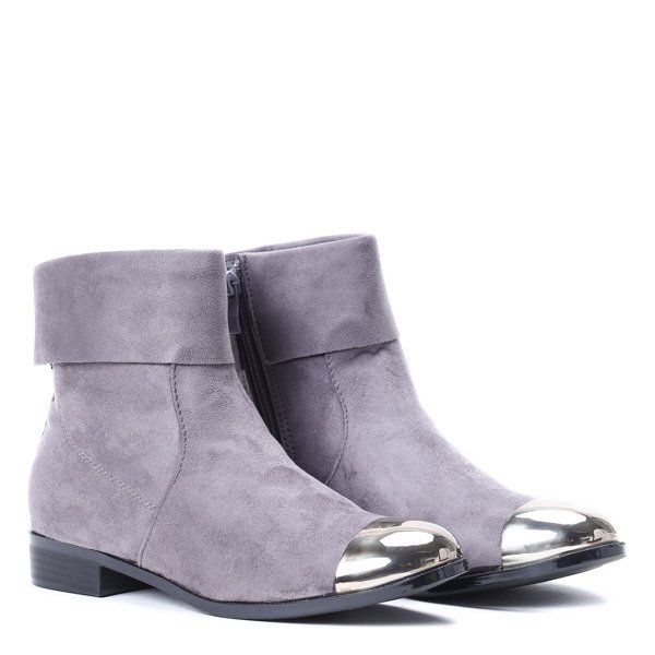 Szare sztyblety z metalicznym noskiem Yoon- Obuwie