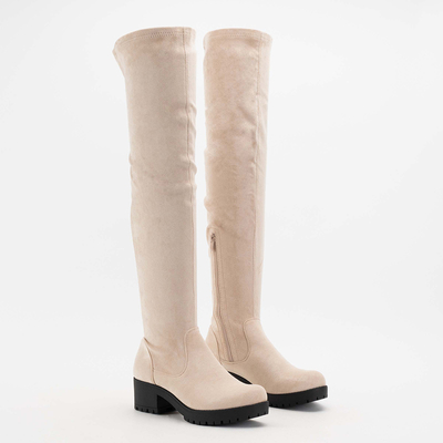 Béžové čižmy pod kolená Erwinet - Obuv