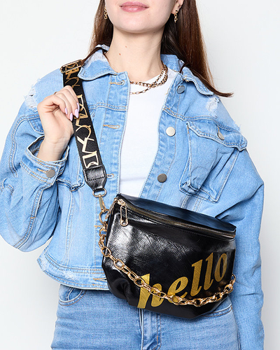 Čierna malá kabelka so zlatým nápisom - Doplnky