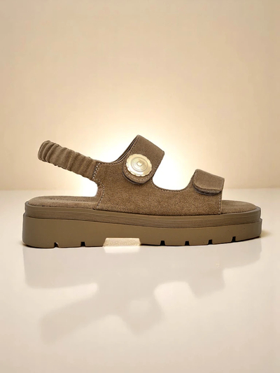 Ženski sandali Royalfashion Callisto rjavi eko usnje platforma