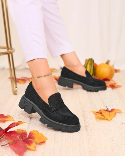 Royalfashion Čierne dámske ažurové mokasíny Lace Glide