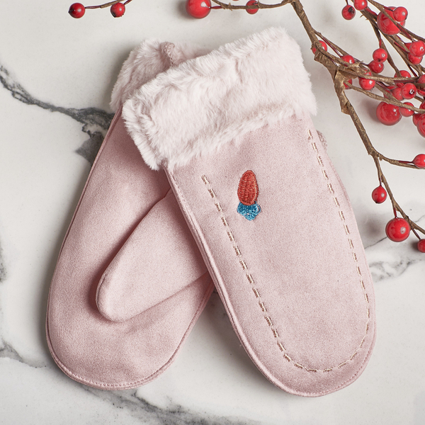 Ružové detské palčiaky na šnúrke a rukavice bez prstov - Palčiaky