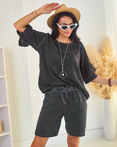 Royalfashion Letný dámsky komplet z bavlny a ľanu