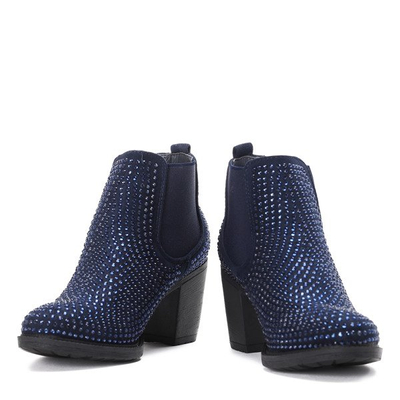 Granatowe botki z cyrkoniami Celine - Obuwie