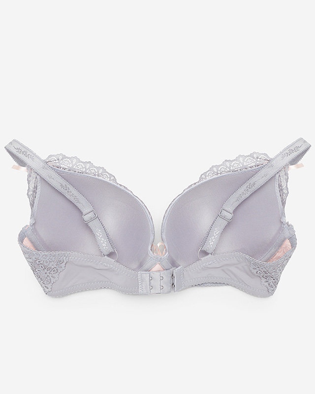 Sivá a ružová dámska čipkovaná podprsenka - Spodná bielizeň
