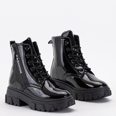 Čierne lakované dámske pracovné oblečenie s nápisom Doenam - Obuv