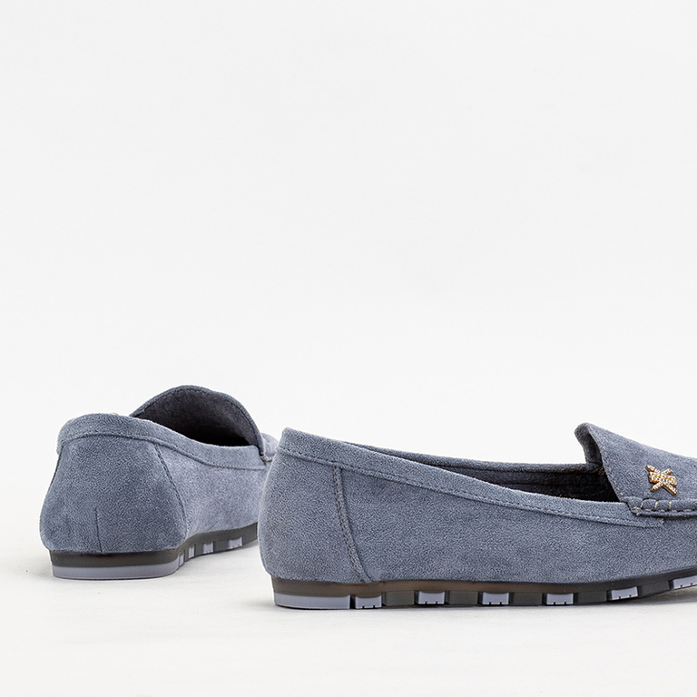 Dámske svetlomodré mokasíny so zlatým doplnkom Skuizo - Obuv