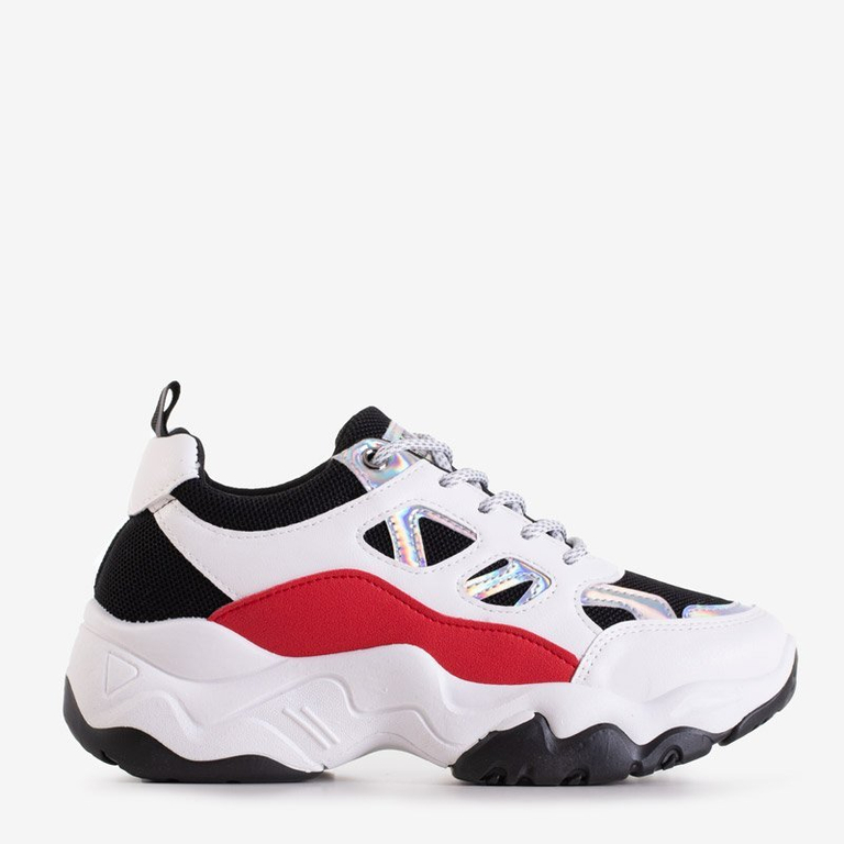 OUTLET Biele a čierne dámske športové topánky s vložkami Rebina - Obuv