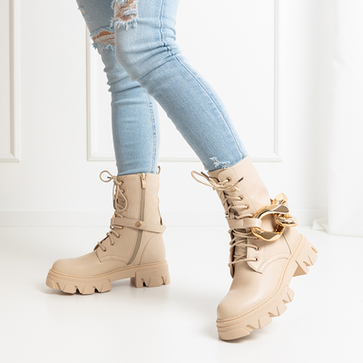 Béžové členkové tašky Iwis- Obuv