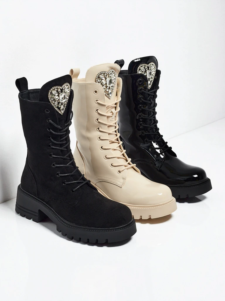 Eko semiš ženski gležnarji z vezalkami Emelune