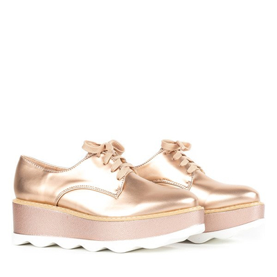 Półbuty w stylu oxfordek na platformie w kolorze różowego złota Oro - Obuwie