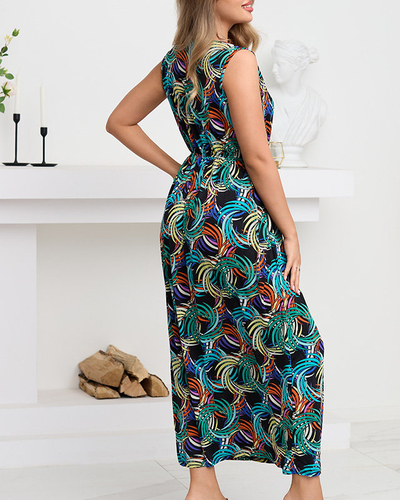 Dámske maxi šaty so zeleným vzorom. Oblečenie