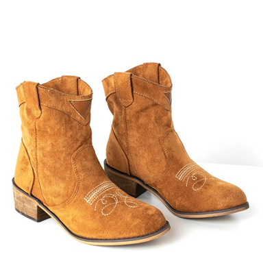 Hnědé boty s nízkým podpatkem, kovbojské boty Toronto - Obuv 1