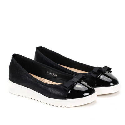 Czarne balerinki na platformie  - Obuwie