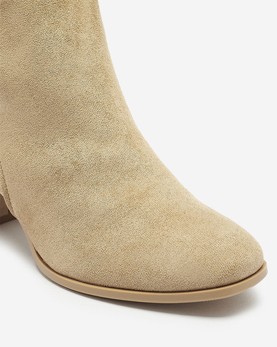 OUTLET Dámske čižmy z eko-semišu v svetlohnedej farbe Frenas - Obuv