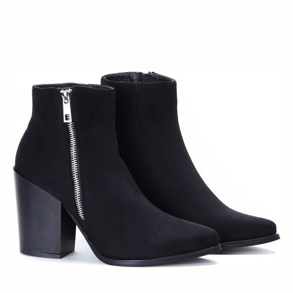 Czarne botki na słupku Charlene - Obuwie