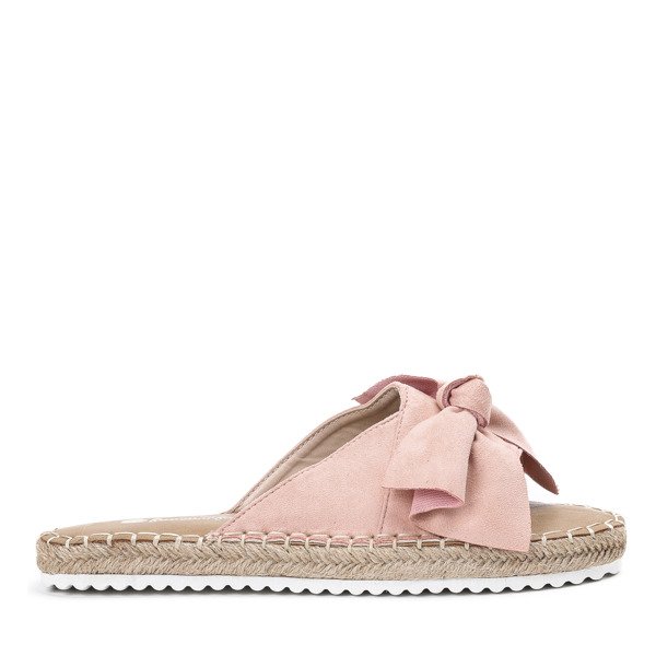Różowe klapki z kokardką Summer Flower - Obuwie