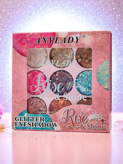Paleta 9 trblietavých očných tieňov. Trblietkavý očný tieň
