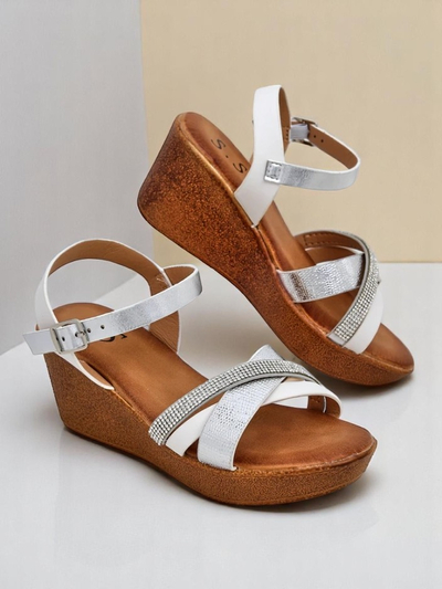 Royalfashion Dámske wedge sandále s rhinestones a trblietkami Glittera