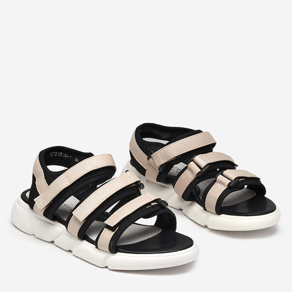 Dievčenské sandále so zapínaním na suchý zips v béžovej farbe Mumin-Shoes