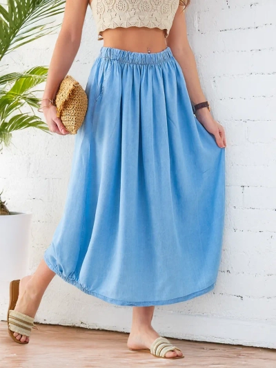 Royalfashion Dámska midi sukňa pripomínajúca denim