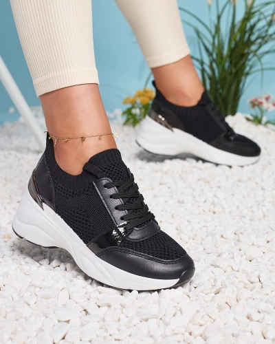 Čierne dámske športové tenisky na podpätku Ezetta- Obuv