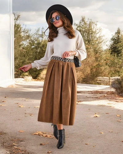 Royalfashion Ženská midi sukňa z manžetového materiálu
