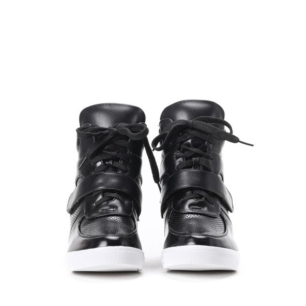 Czarne sneakersy na koturnie Ellen - Obuwie