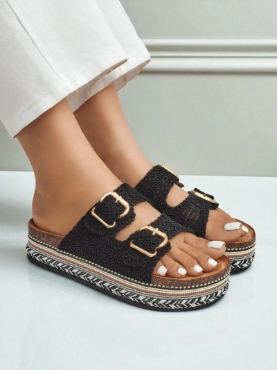 Royalfashion Dámske platformové sandále s prackami CorkStyle
