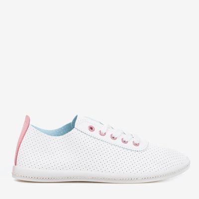 OUTLET Biele prelamované tenisky s ružovou vložkou Jasenia - Obuv