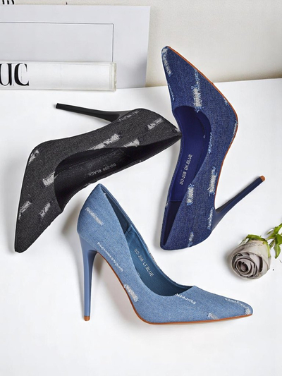 Royalfashion Dámske lodičky na ihlovom podpätku Denim Chic