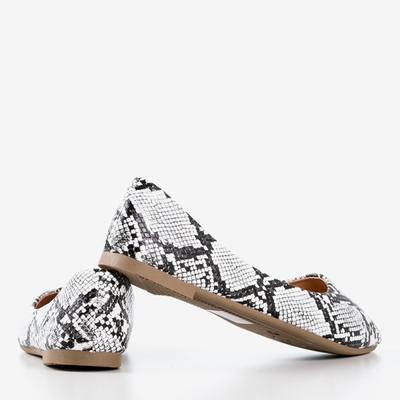 Bílé dámské baleríny a&#39;la hadí kůže Lilla - Obuv 1