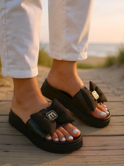 Royalfashion Ženski natikači na platformi s pentljo Mivo Jump