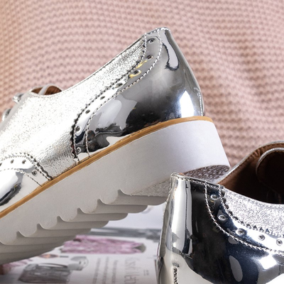 Dámske strieborné šnurovacie topánky Narvi - Obuv