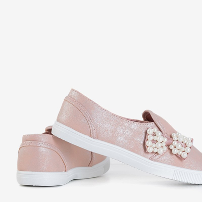 Svetloružové detské tenisky s mašľou Malasio - Obuv