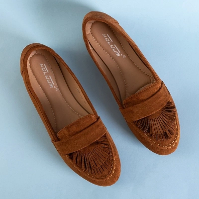 VÝPLET Dámske mokasíny v semišovej farbe v prevedení ťavej farby s okrajmi Daiane - Obuv