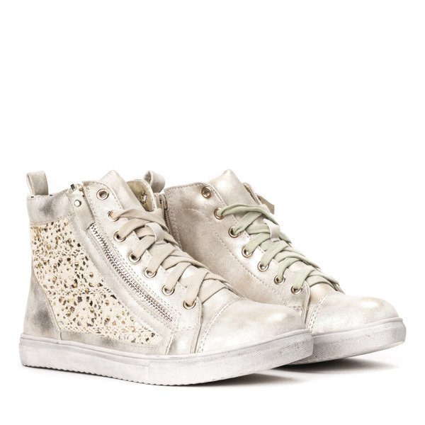 Złote trampki z ozdobami Ardara - Obuwie