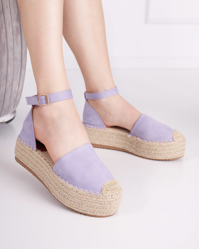 OUTLET Fialové dámske sandále a'la espadrilky na platforme Olikar - Topánky